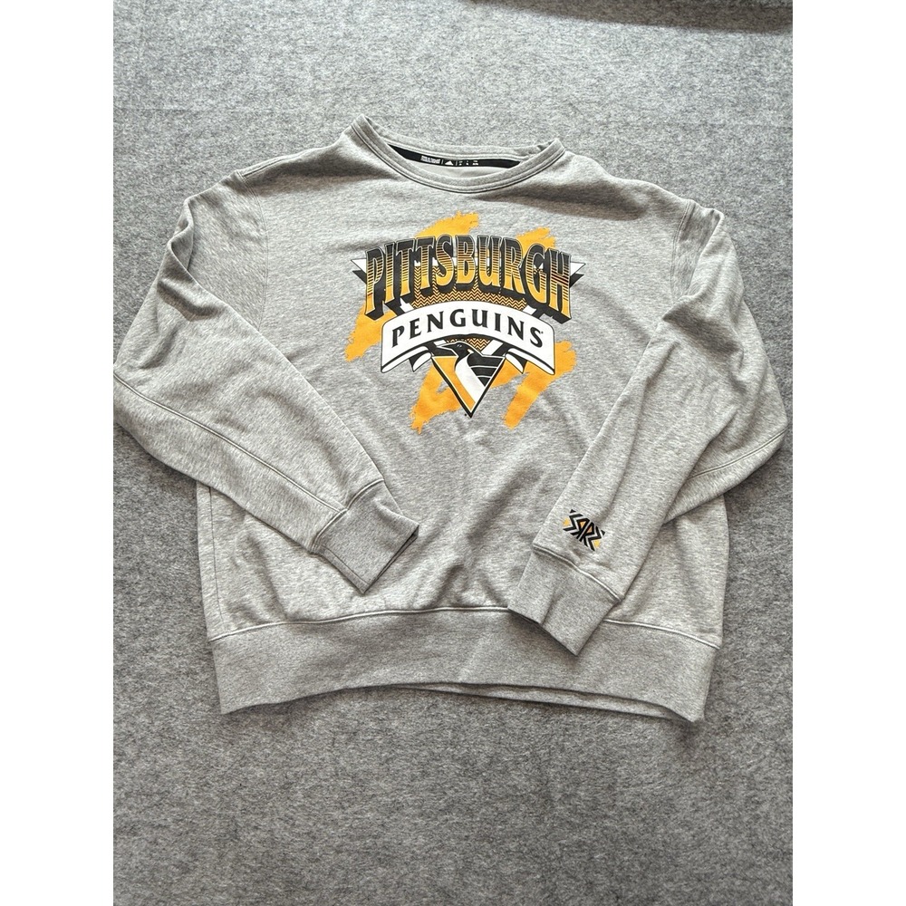 Adidas Pittsburgh Penguins Crewneck Sweatshirt XL Gray NHL Hockey Pullover